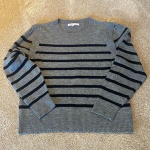 Rebecca Minkoff Waverly Gray Black Striped Sleeve Ruffle Detail Size Medium